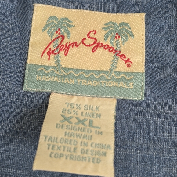 REYN SPOONER Blue Palm Trees Regency Silk Jacquard Hawaiian Camp Shirt Large XXL - Picture 6 of 12